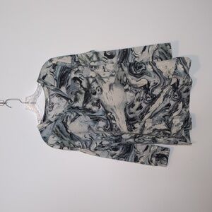 Marble Print Long Sleeve Top